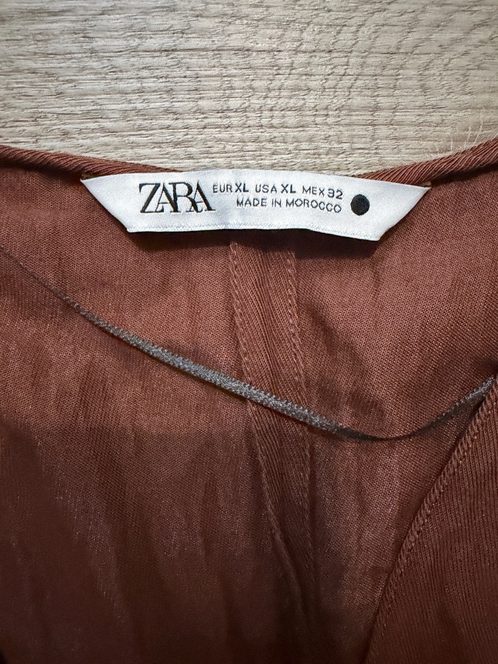 Zara Chocolate Brown V-Neck Long Sleeve Midi Dress - Picture 7 of 10